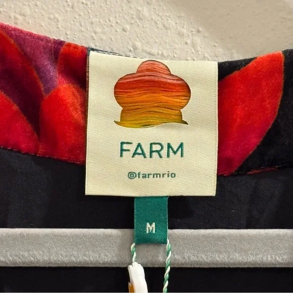 Farm Rio Medium Flower Season Black Wrap Maxi Velvet Dress Wedding Formal Party - Picture 4 of 9